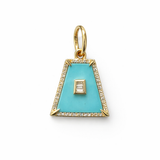 Trapezoid Diamond And Turquoise Charm