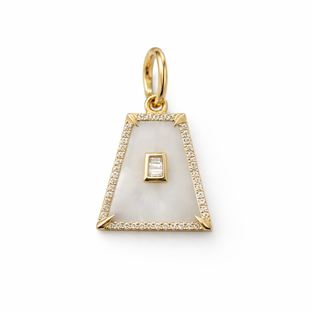 Trapezoid Diamond And Mother Of Pearl Charm