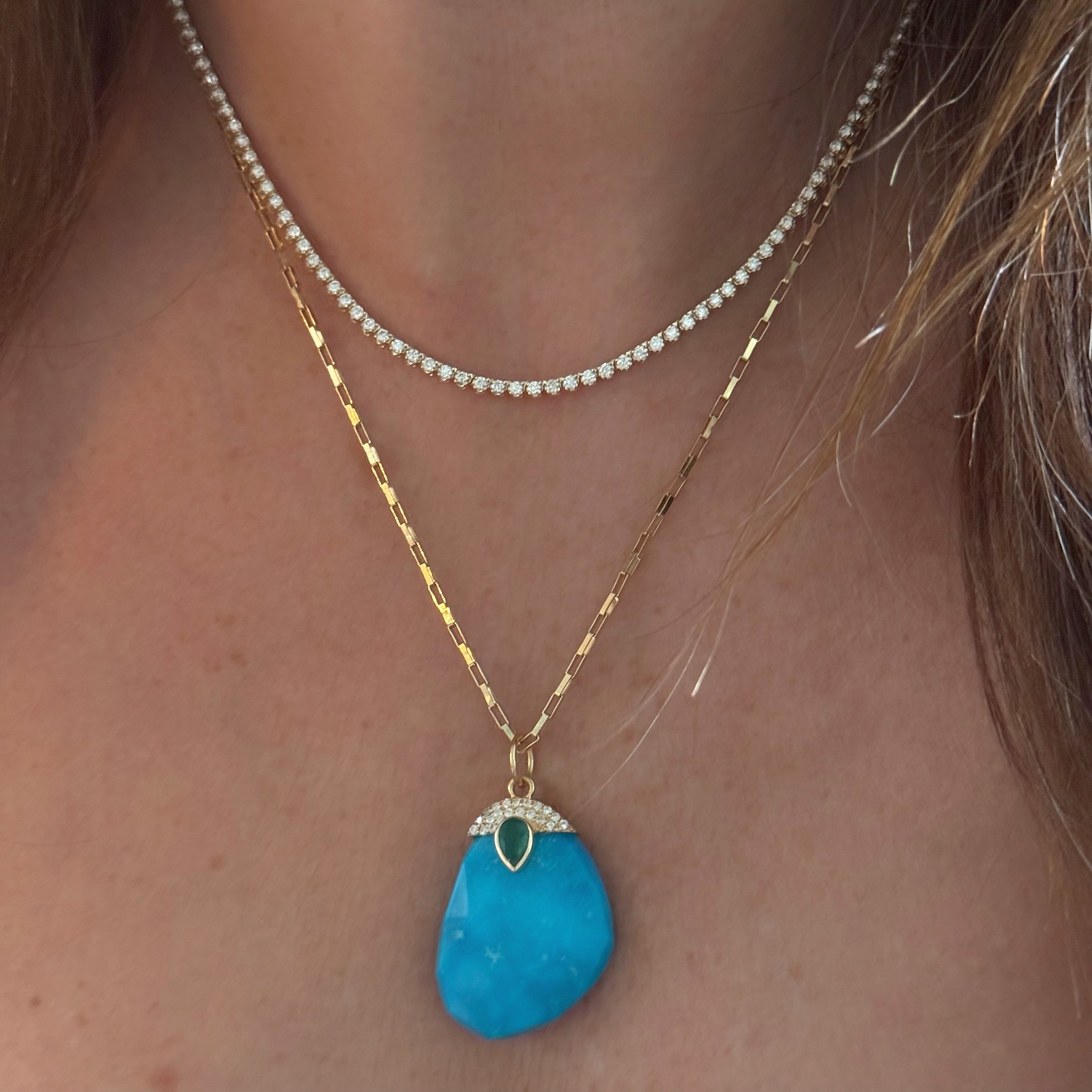 Diamond Crown Prong Tennis Chain Necklace