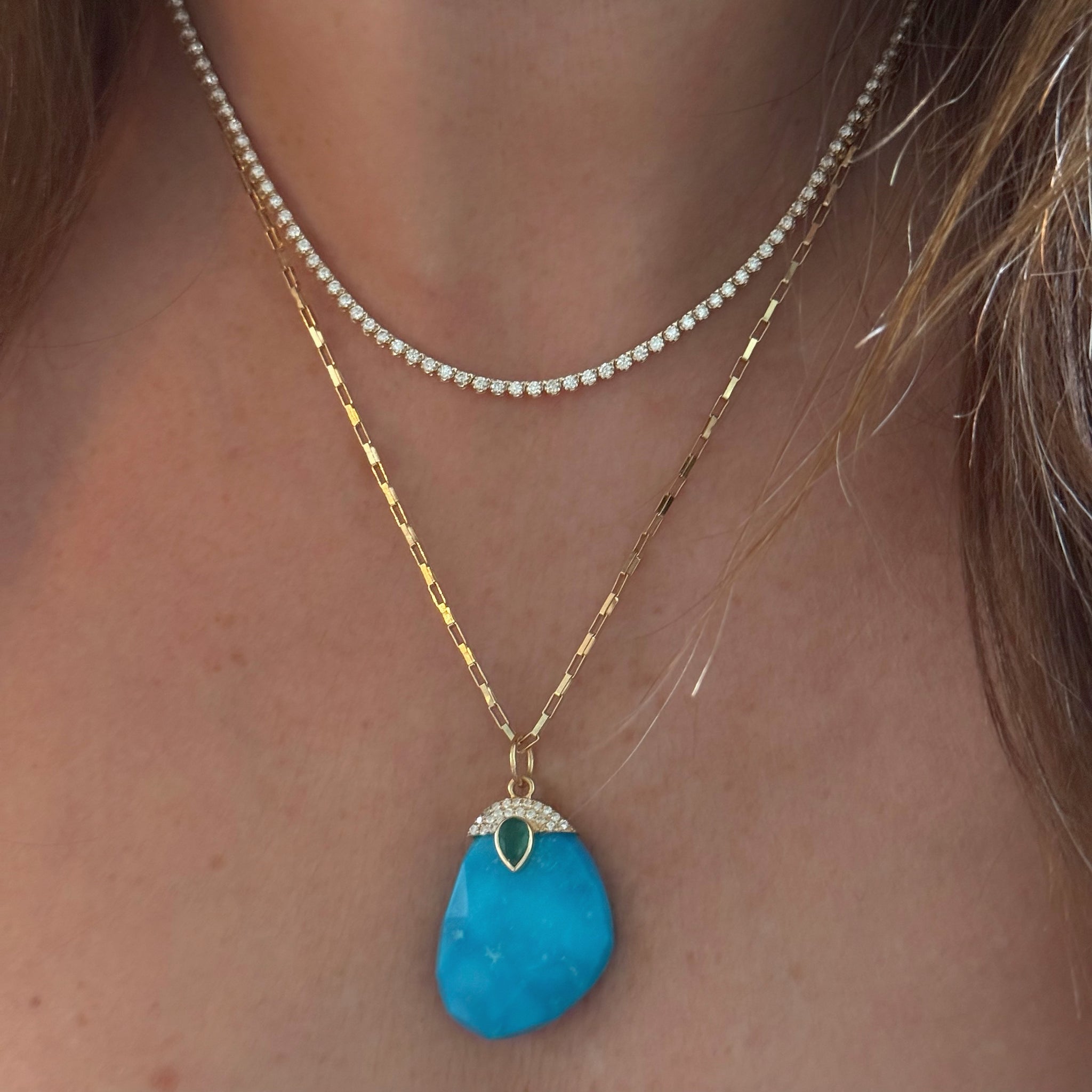 Diamond Crown Prong Tennis Chain Necklace