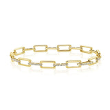 Diamond And Gold Movable Rectangular Link Bracelet