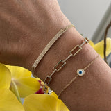 Diamond And Gold Movable Rectangular Link Bracelet