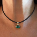Columbian Emerald Cab Bezel Charm