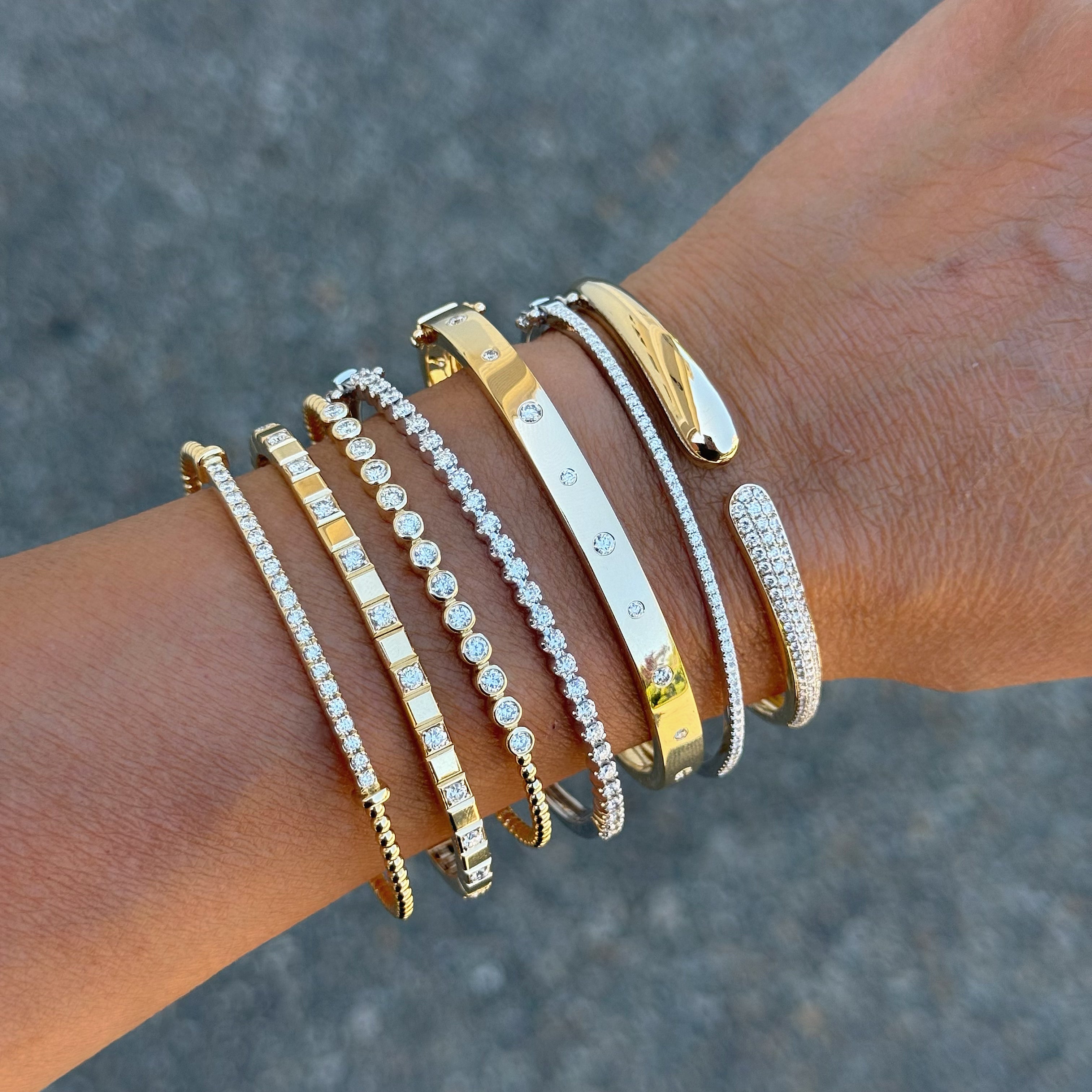 Prong Set Diamond Bangle Bracelet