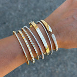 14k Yellow Gold Half Pave Diamond Cuff Bangle