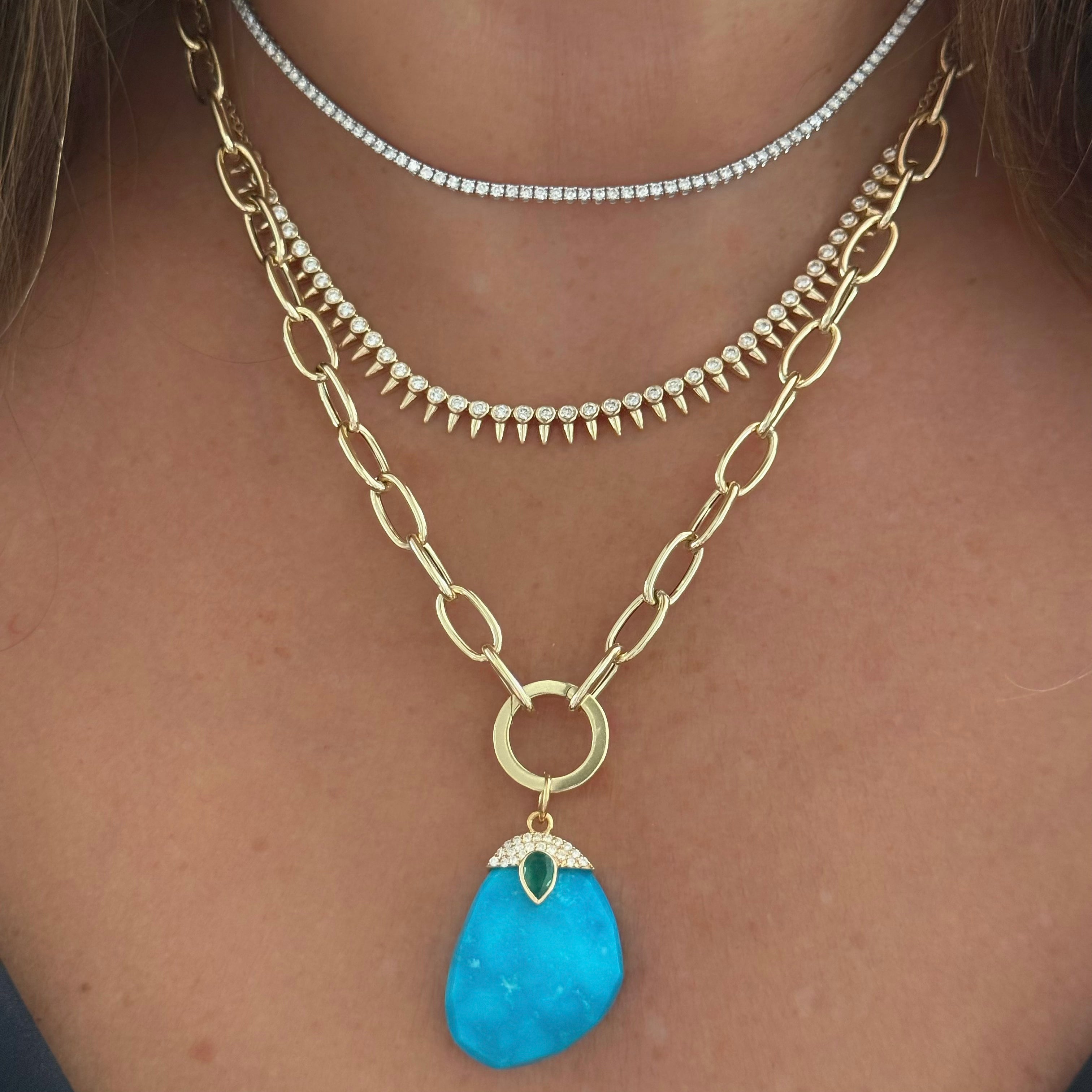 Oval Link Chain With Flat Circle Connector Necklace