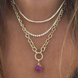 14k Gold Square Shape Diamond Necklace