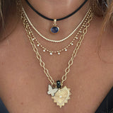 14k Yellow Gold Bead Graduating Diamond Prong Necklace