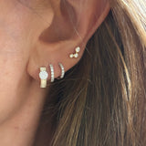 Fluted Diamond Huggie Earrings