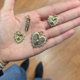 Large Fluted Heart With Diamond Charm