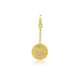 Fluted Gold And Pavé Diamond Extension Disc Charm