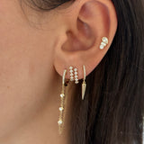 Baguette, Pear And Round Diamond Stud Earrings