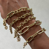 14k Yellow Gold Mix Fancy Chain Bracelet