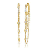 Diamond Bezel Huggie Chain Earring