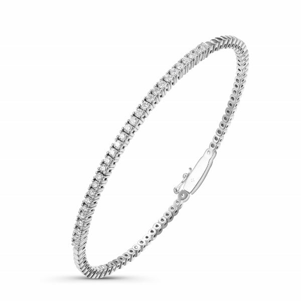 Flexible Partial Prong Set Diamond Bangle Bracelet