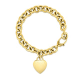 Gold Link Heart Charm Bracelet