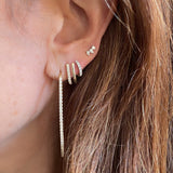 18K Gold Long Diamond Stick Threader Earring