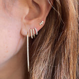 18K Gold Long Diamond Stick Threader Earring