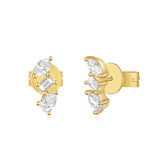 Pear, Marquise And Baguette Diamond Stud
