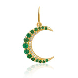 Emerald And Diamond Crescent Moon Charm