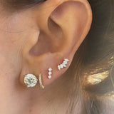 Three Diamond Prong Set Stud Earrings