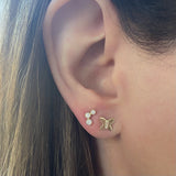 Gold With Diamond Center Butterfly Stud Earrings