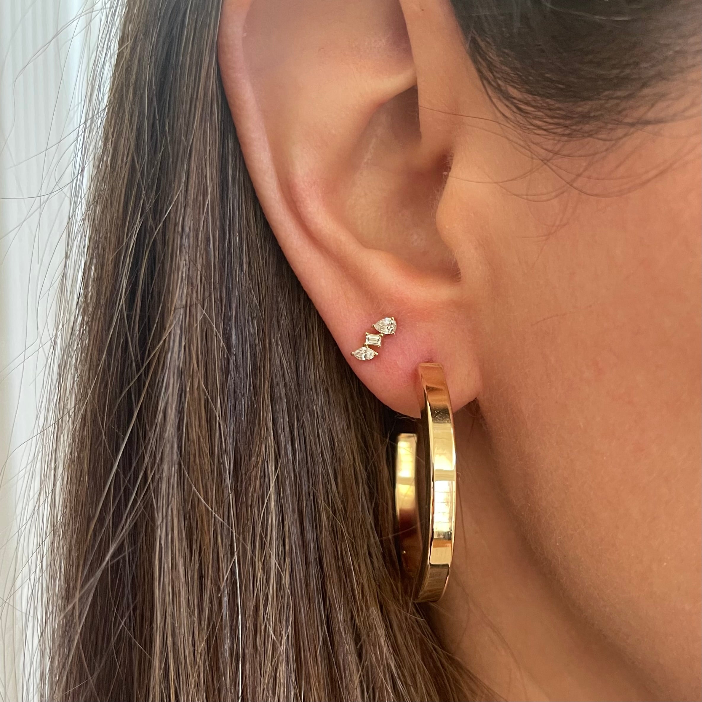14k Gold Hollow 4mm Square Hoop Earrings