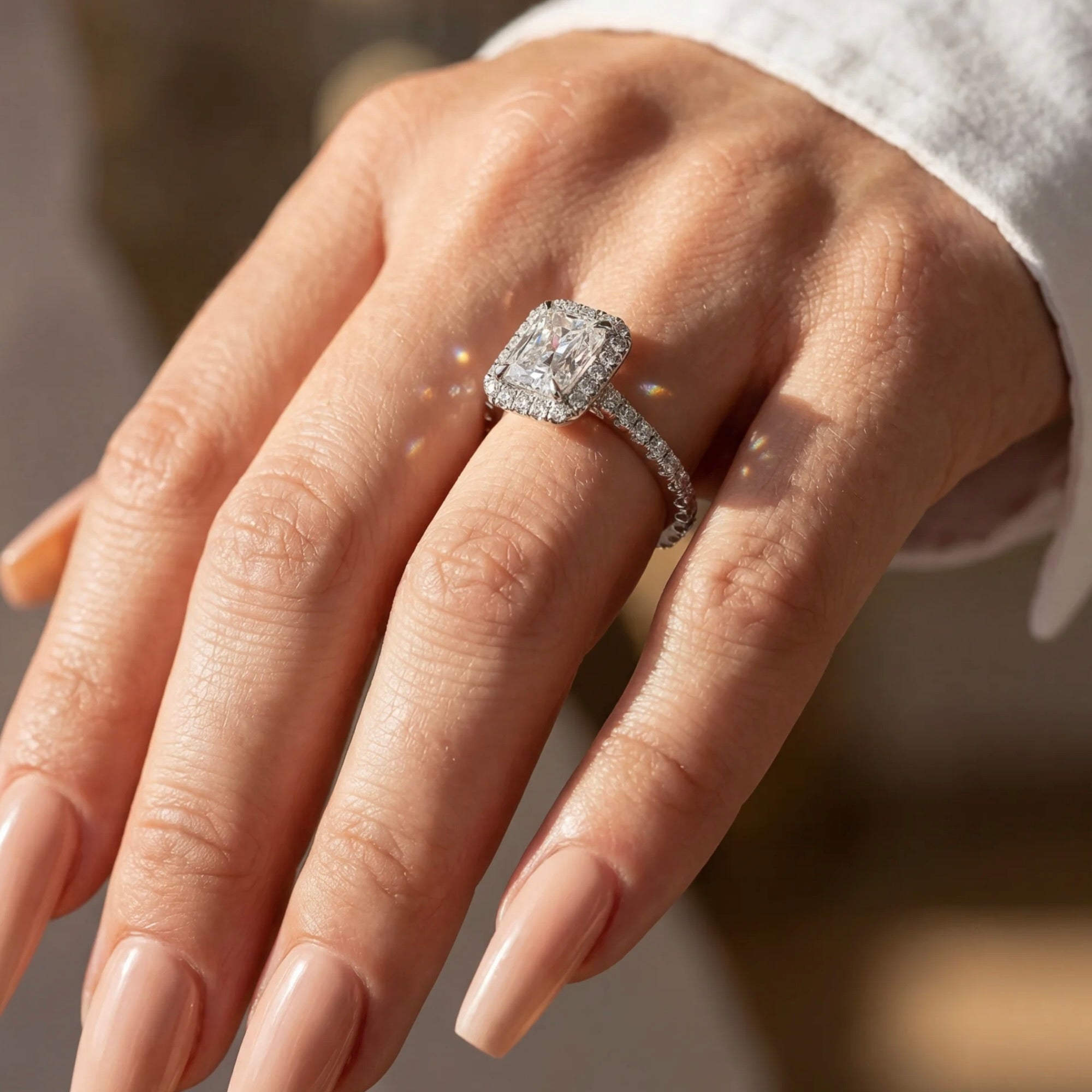 Radiant-Cut Diamond Platinum Ring