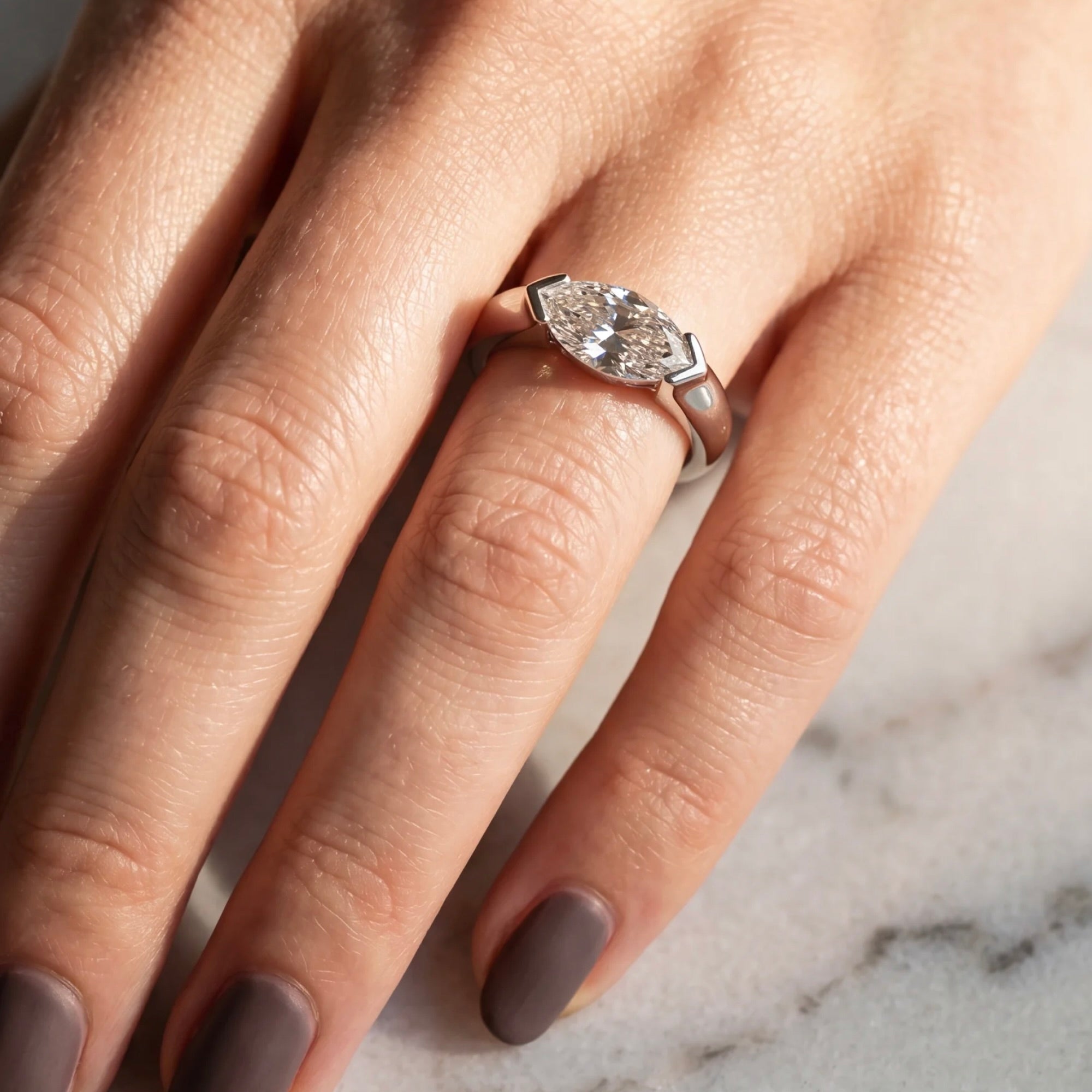 Platinum Marquise Diamond Ring