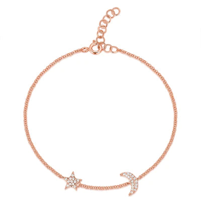 Diamond Moon and Star Bracelet