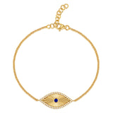 Fluted Elongated Diamond And Sapphire Evil Eye Bracelet