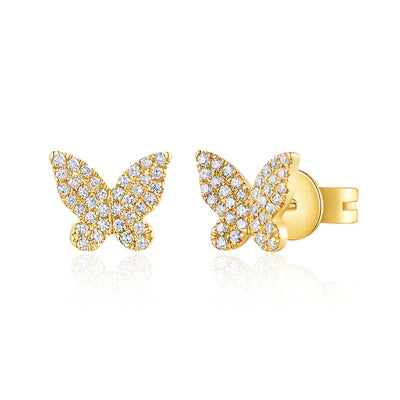 Diamond Butterfly Stud Earrings