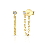Single Diamond Bezel Chain Earring
