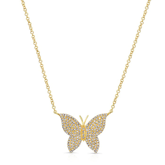 18K Gold Diamond Necklace - Leaf motif - M23-B08