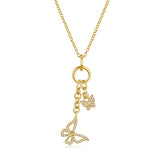 Diamond Double Butterfly Charm Necklace