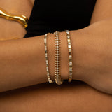 Diamond Square Pattern Stretch Cuff Bangle