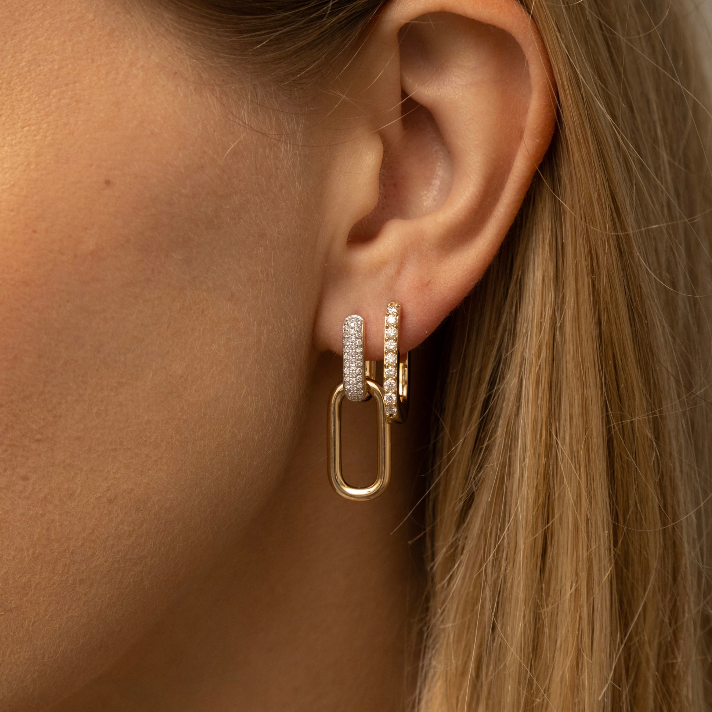 Diamond And Gold Paper Clip Earring