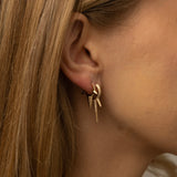 Diamond Three Spike Long  Huggie Earring