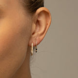 Diamond Huggie With Black Diamond Drop Earring