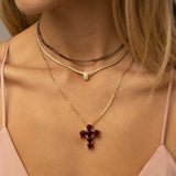 Pink Ombre Sapphire Cut Faceted Rondelle Bead Choker Necklace