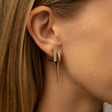 Diamond And Gold Square Huggie Earring