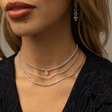 Diamond Crown Prong Tennis Chain Necklace