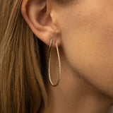 18K Gold Diamond Tear Drop Hoop Earrings