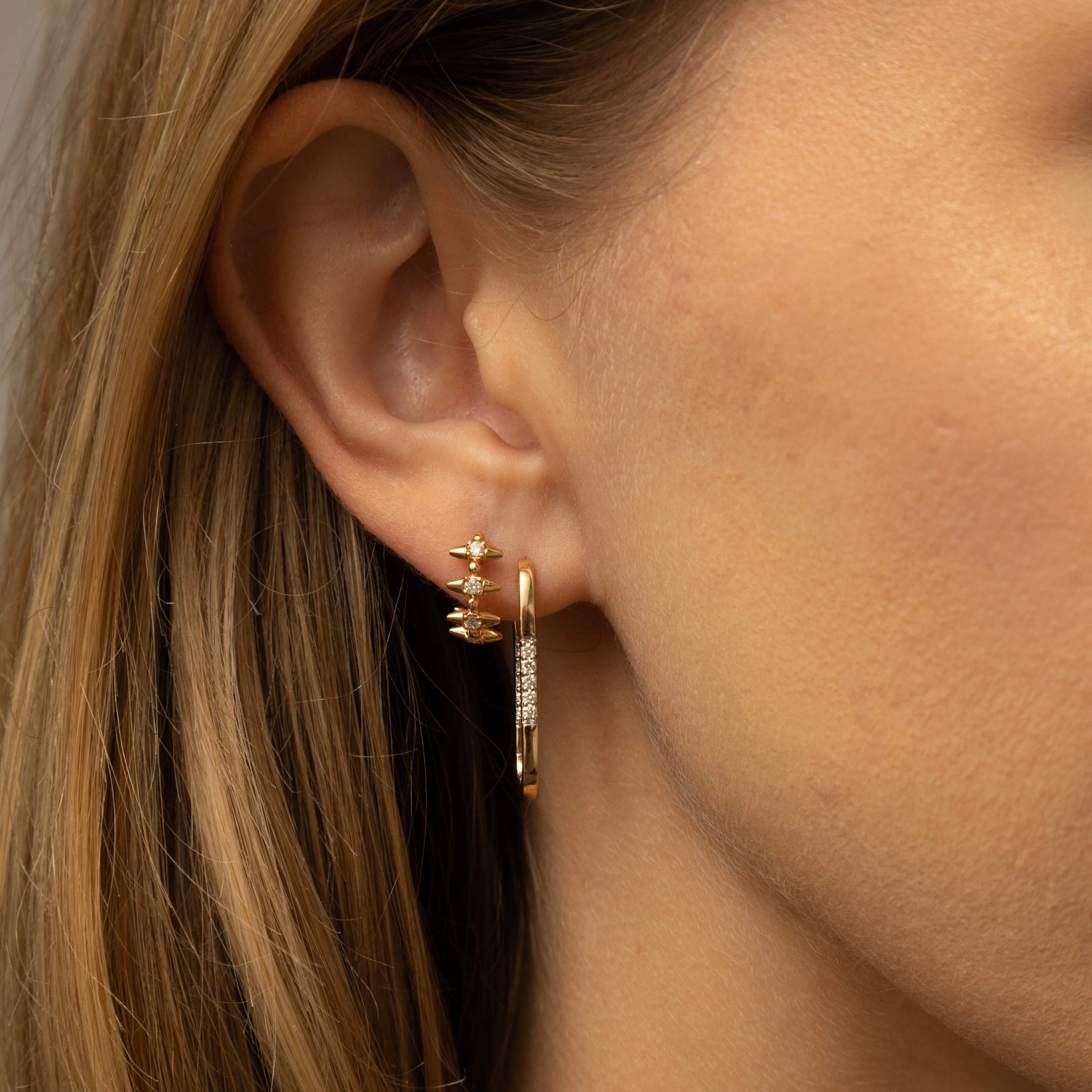 Gold And Diamond Paper Clip Earrings