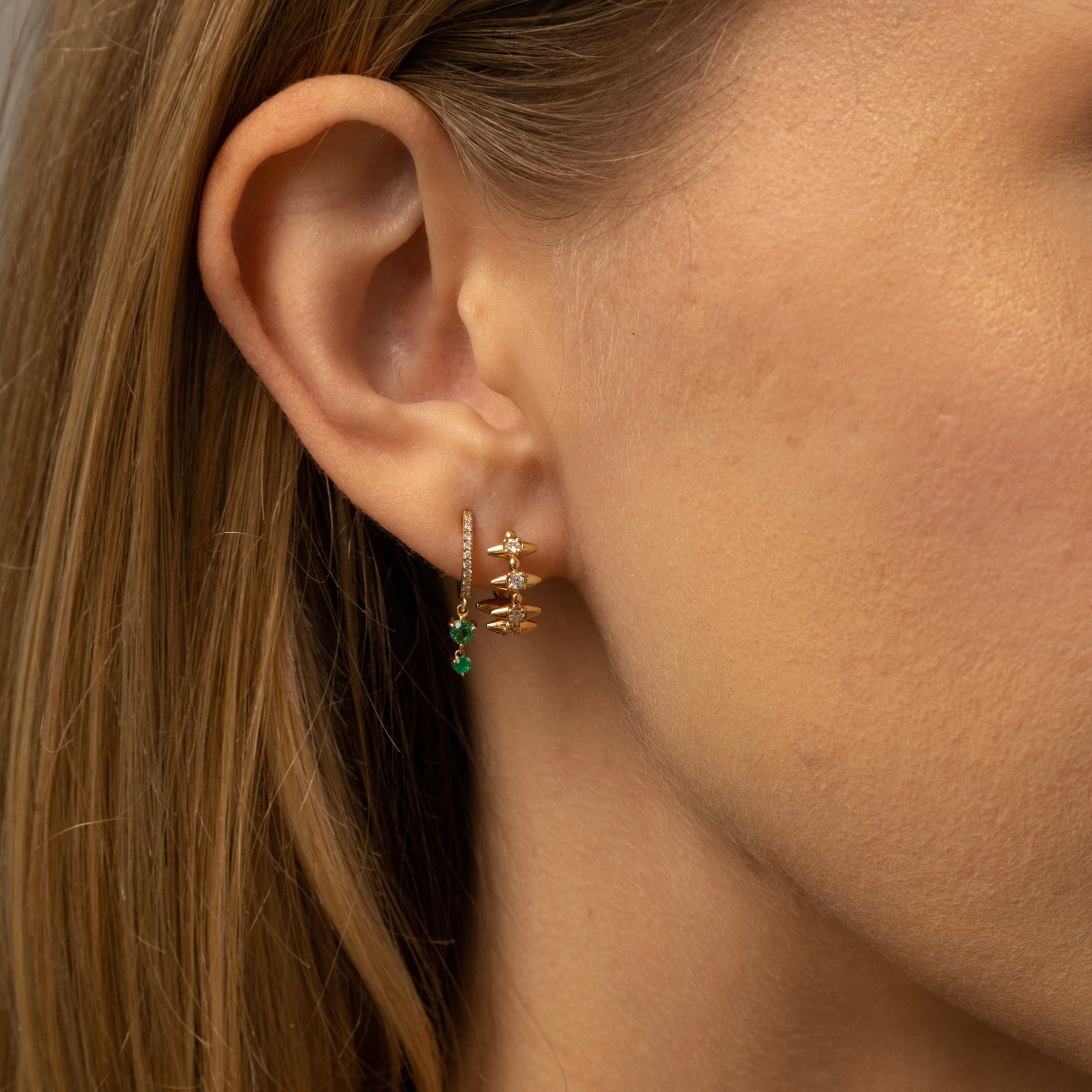 Spike Diamond Huggie Earrings