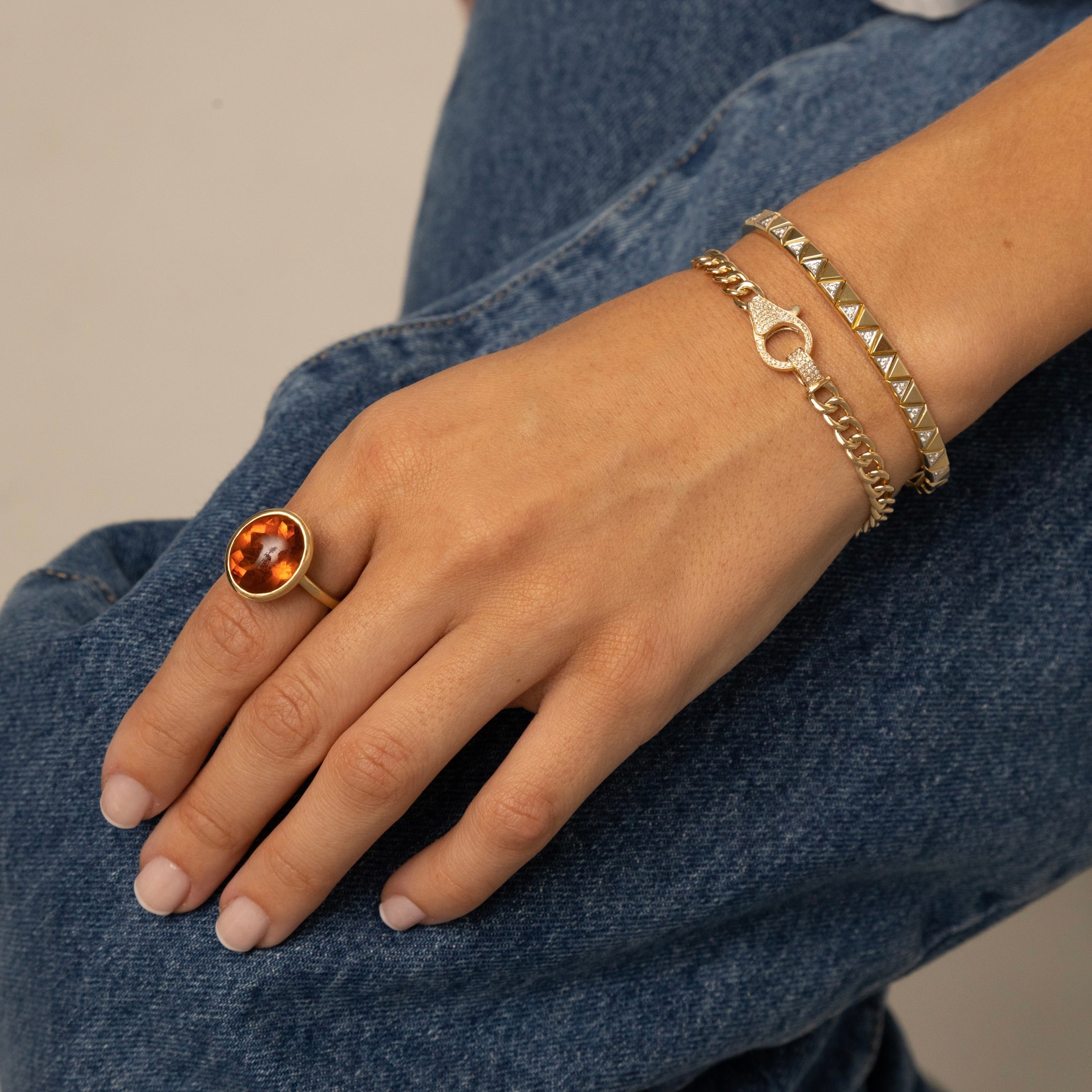 Diamond Triangle Pattern Stretch Cuff Bangle Bracelet