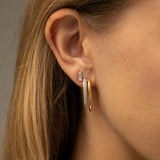 Medium Pavé Diamond And Gold Split J Hoop