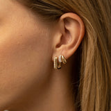 Gold And Diamond J Stud Huggie Earring