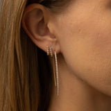 18K Gold Long Diamond Stick Threader Earring