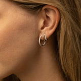 14k White Gold Inside Out Diamond Huggie Earrings